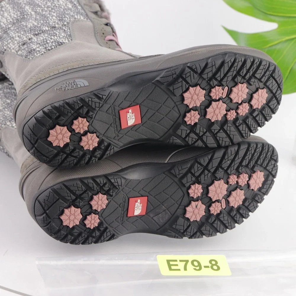 The North Face Womens Shellista Boots Size 8 Tall Waterproof Gray Lace Up Furry